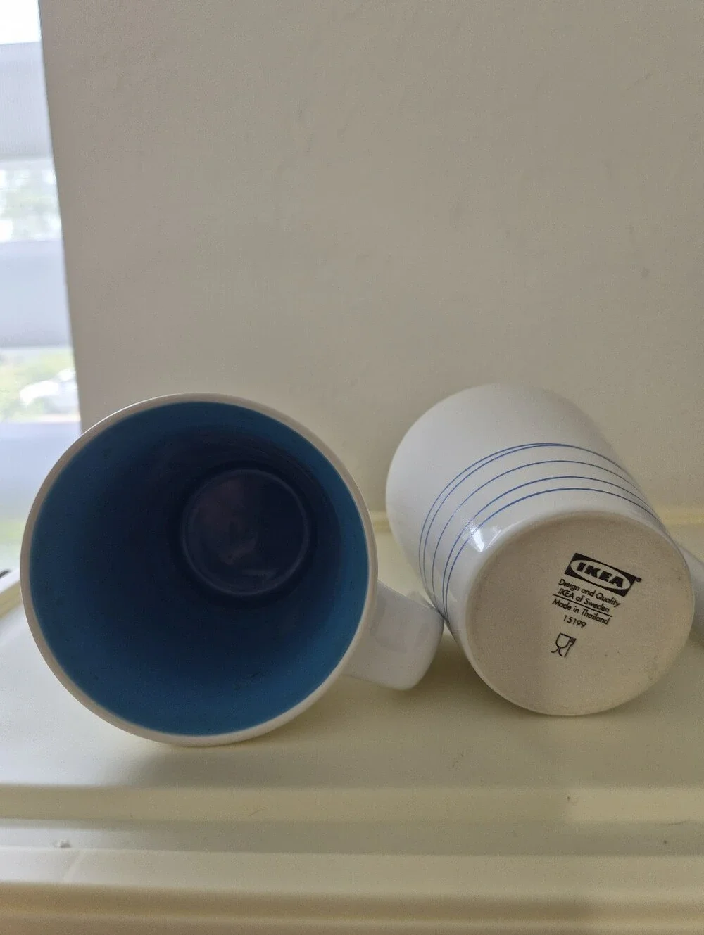 Ikea Hurrig Mugs Set Of 2 White And Blue